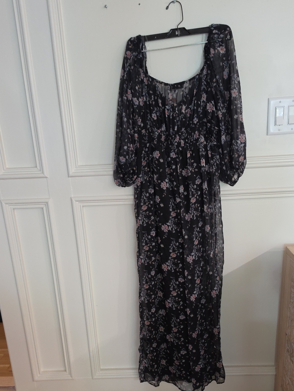 Black Floral Long Sleeve Jumper  - Black/Pink.